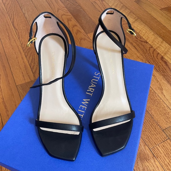 Stuart Weitzman Amelina Heeled Sandal Black 5.5 Brand New No Tags - Picture 1 of 7